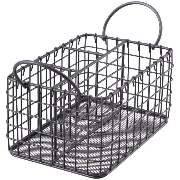Kitchen Deconoor Metal Storage Organizer with Handle Square Shape 9.5x6.75x5 Inches Flatware Container Multi-utility Caddy Cart Garden Office Portable White Storage Bin for Bathroom Wood Grip Kitchen Deconoor Metal Storage Organizer with Handle Square Shape 9.5x6.75x5 Inches Flatware Container Multi-utility Caddy Cart Garden Office Portable White Storage Bin for Bathroom Wood Grip